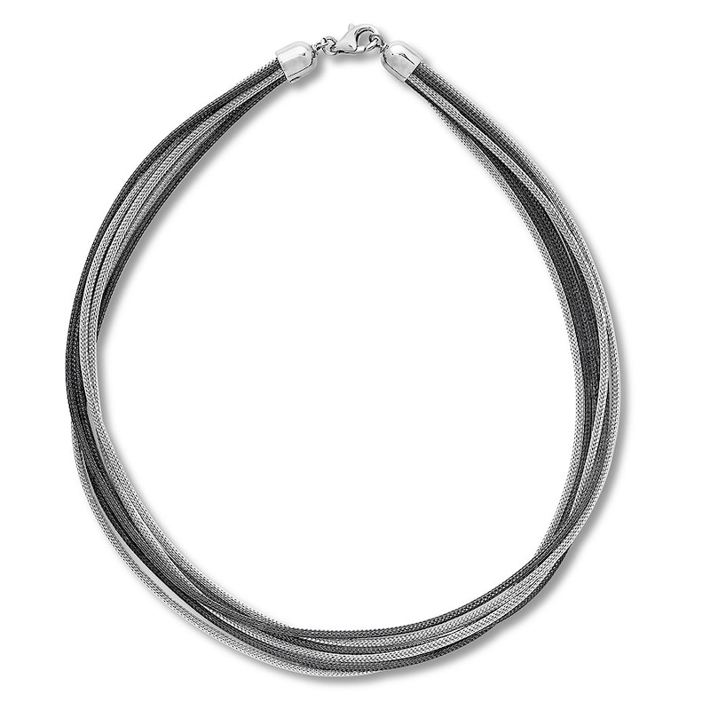 Main Image 1 of Mesh-Textured Necklace Sterling Silver 16.5"