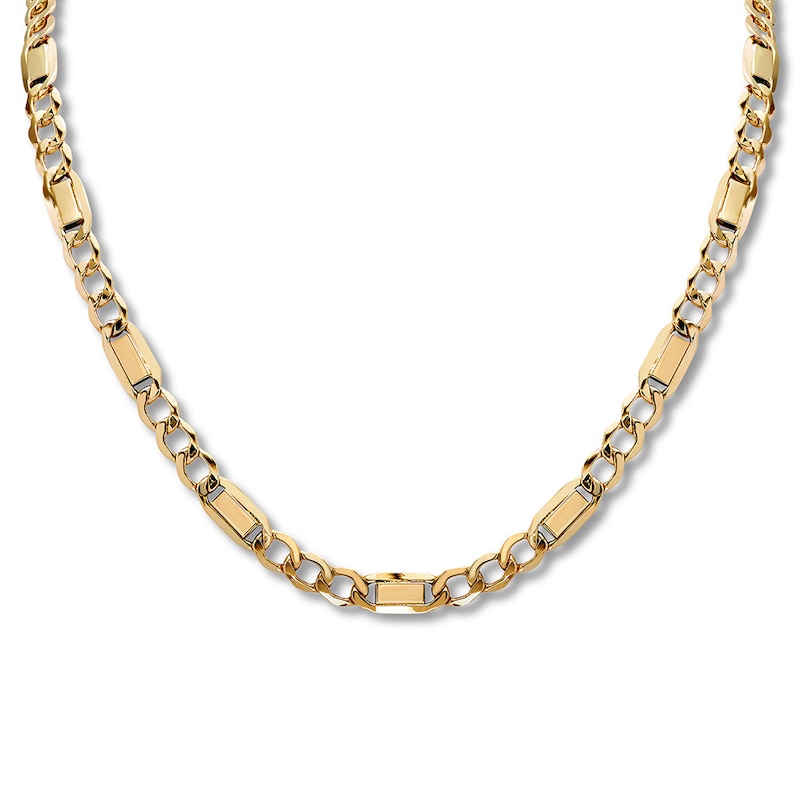 Main Image 1 of Semi-Solid Figaro Chain Necklace 10K Yellow Gold 22" 6.7mm