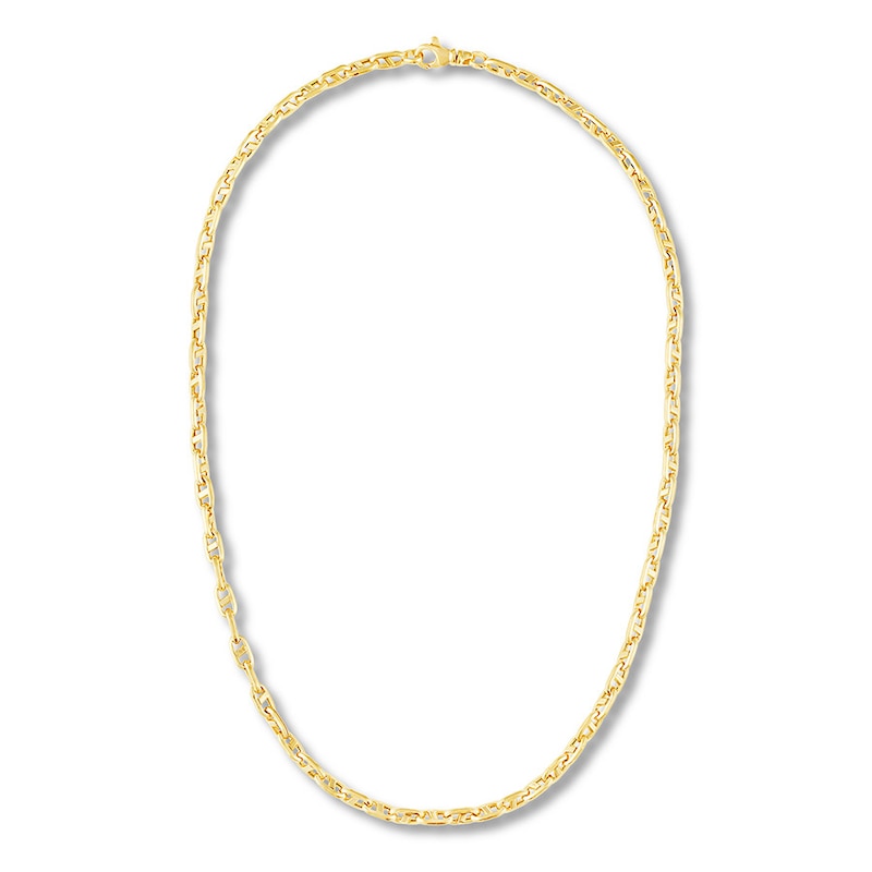 Main Image 1 of Men's Semi-Solid Mariner Link Necklace 10K Yellow Gold 18" 4mm