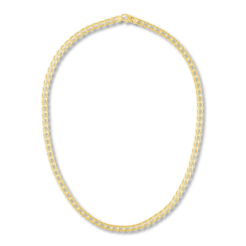 Main Image 1 of Hollow Railroad Link Chain Necklace 10K Yellow Gold 22" 5.5mm