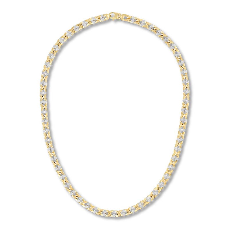 Semi-Solid Anchor Link Chain Necklace 10K Two-Tone Gold 22"