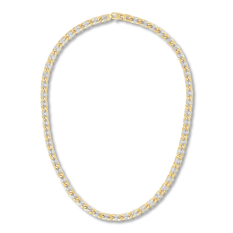 Main Image 1 of Semi-Solid Anchor Link Chain Necklace 10K Two-Tone Gold 22" 7mm