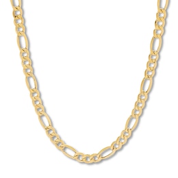 Hollow Figaro Chain Necklace 10K Yellow Gold 22" Approx. 8.5mm