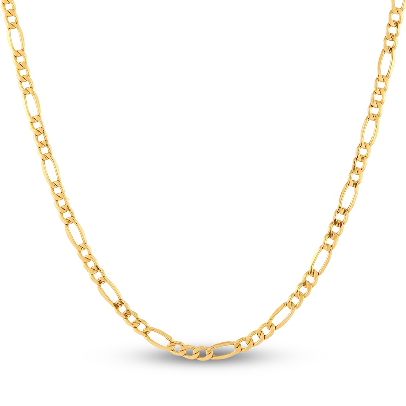 Hollow Figaro Chain Necklace 14K Yellow Gold 18