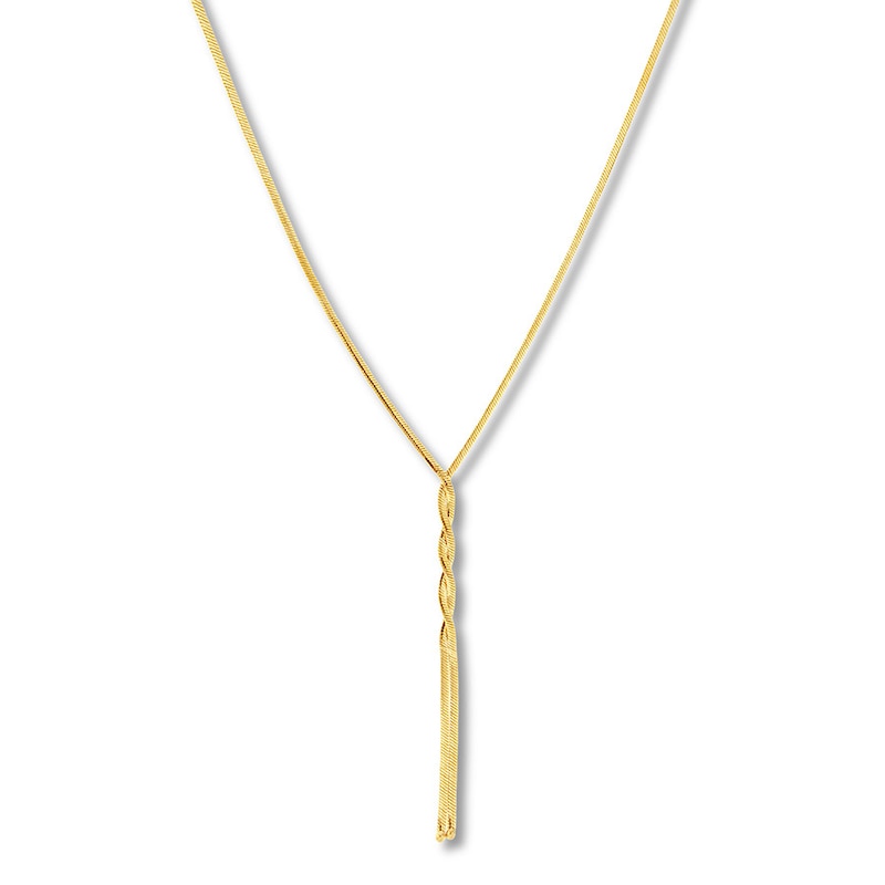 Main Image 1 of Braided Drop Necklace 10K Yellow Gold 18"