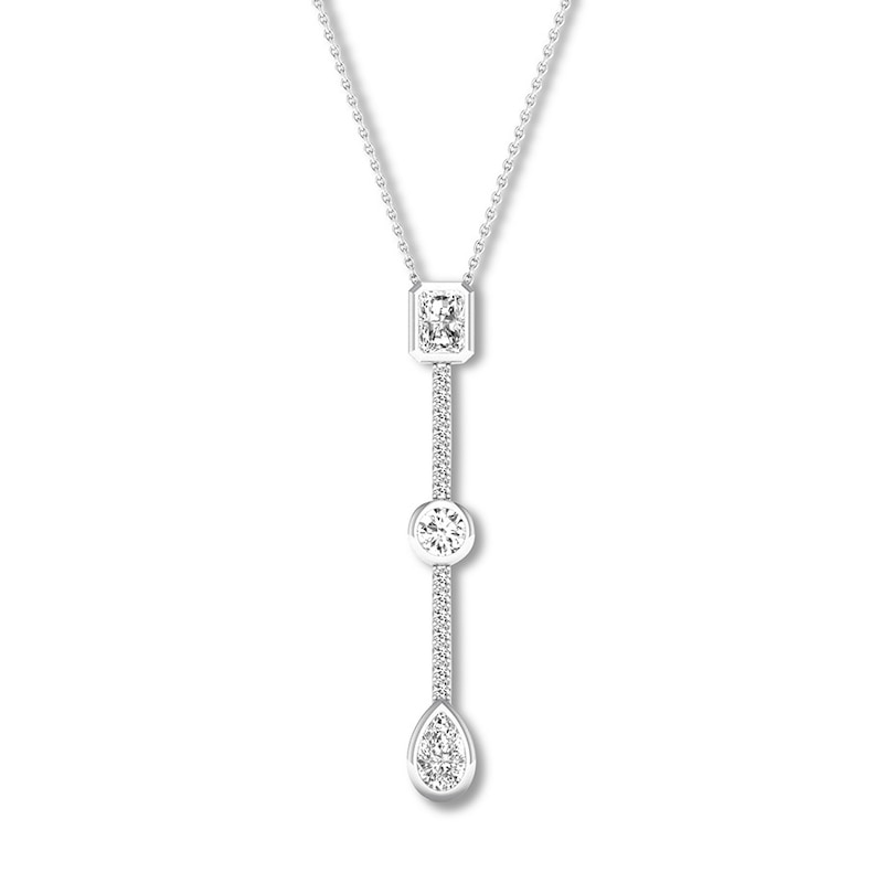 Multi Drop Diamond Necklace 14K White Gold / 16 - 18 Adjustable by Baby Gold - Shop Custom Gold Jewelry