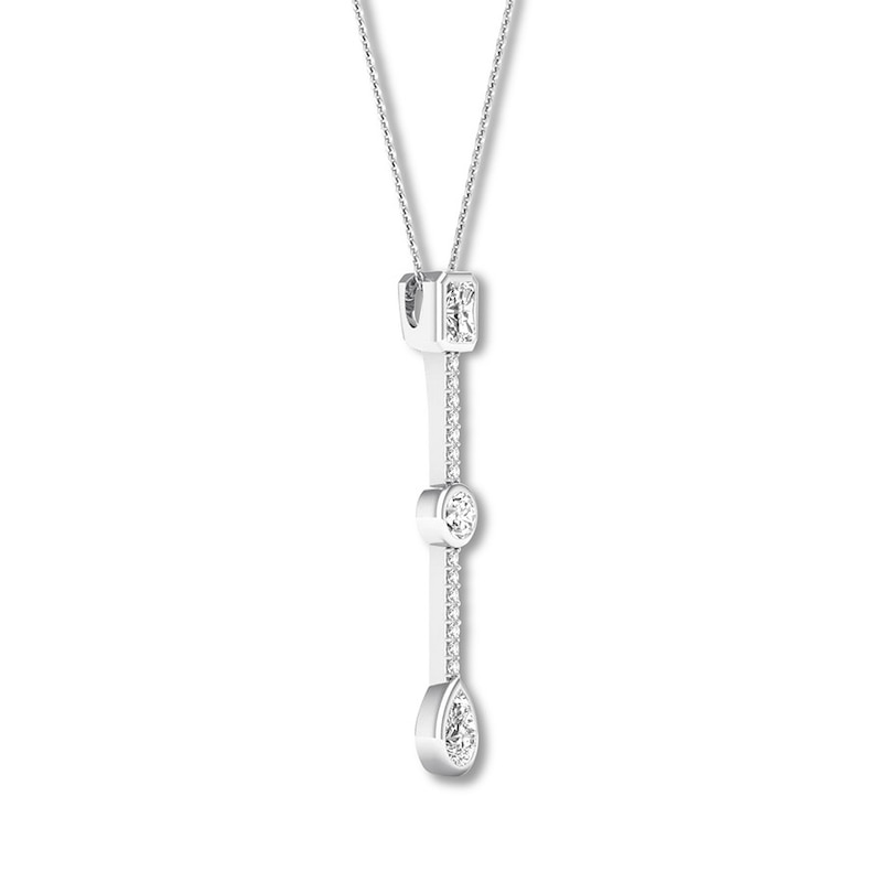 Main Image 3 of Diamond Drop Necklace 1/2 carat tw Bezel-set 14K White Gold