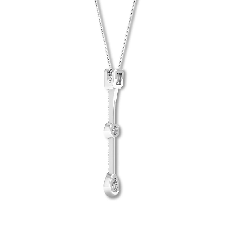 Main Image 4 of Diamond Drop Necklace 1/2 carat tw Bezel-set 14K White Gold