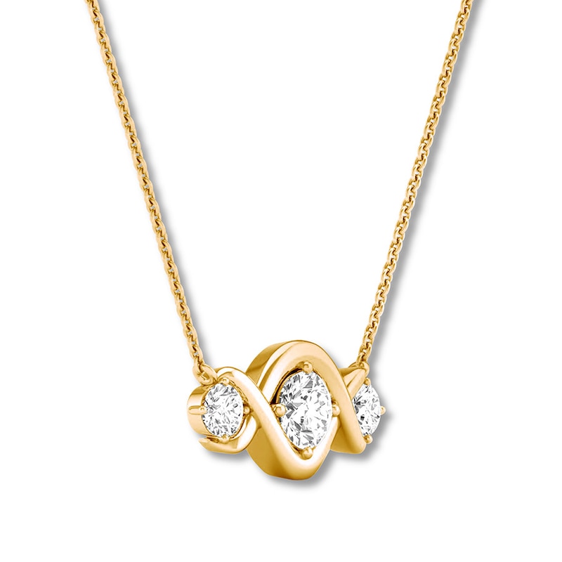 Diamond Swirl Necklace 1/4 carat tw Round 10K Yellow Gold