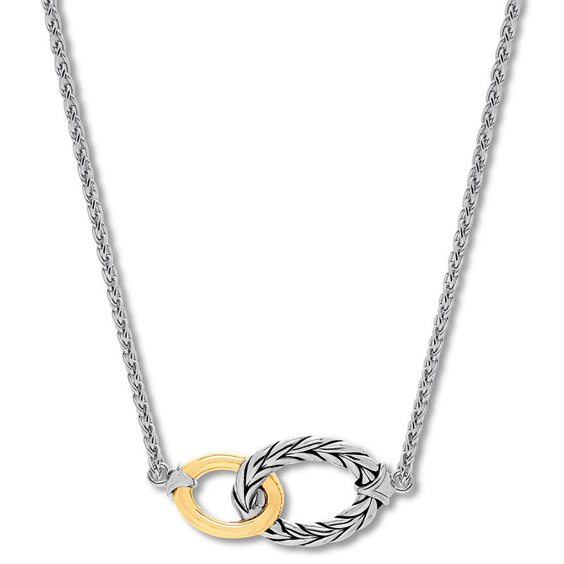 Main Image 1 of Entwined Ovals Necklace Sterling Silver/14K Gold 17"