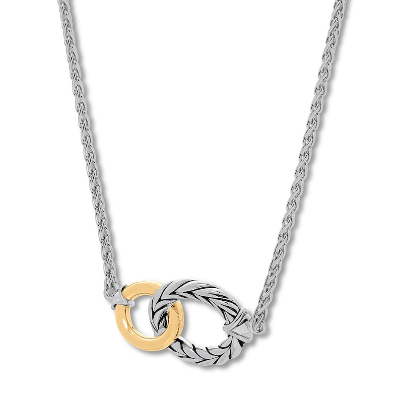 Entwined Ovals Necklace Sterling Silver/14K Gold 17"
