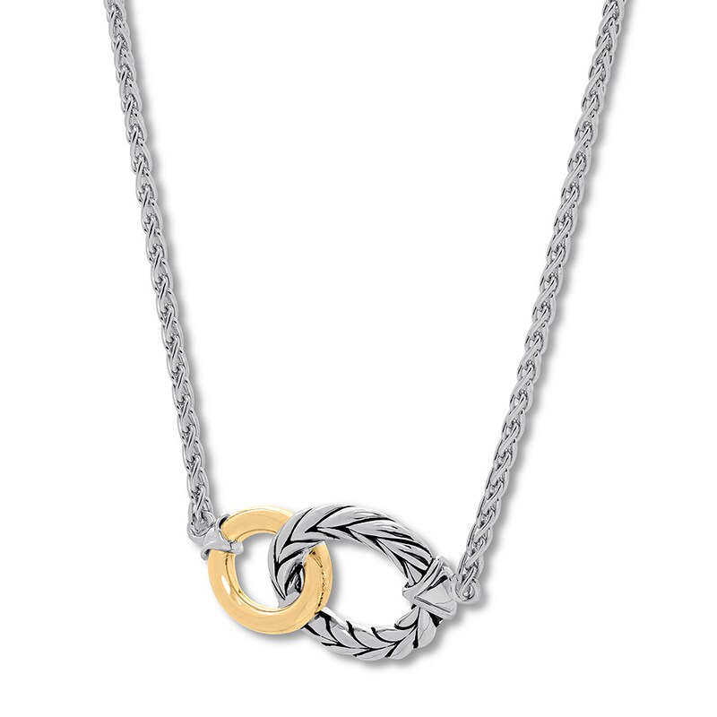 Main Image 2 of Entwined Ovals Necklace Sterling Silver/14K Gold 17"