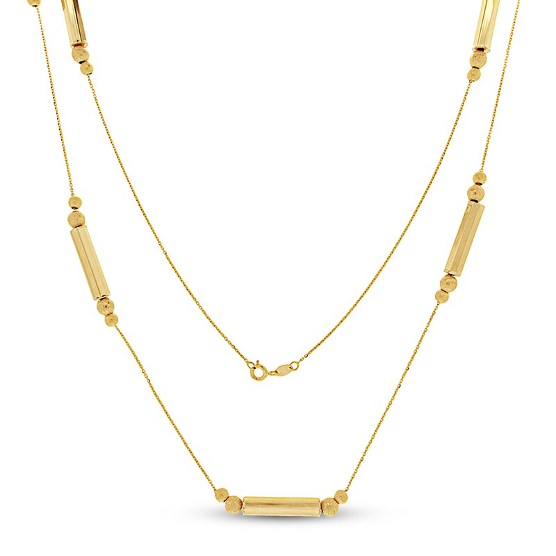 Main Image 1 of Bar Station Necklace 10K Yellow Gold 32"