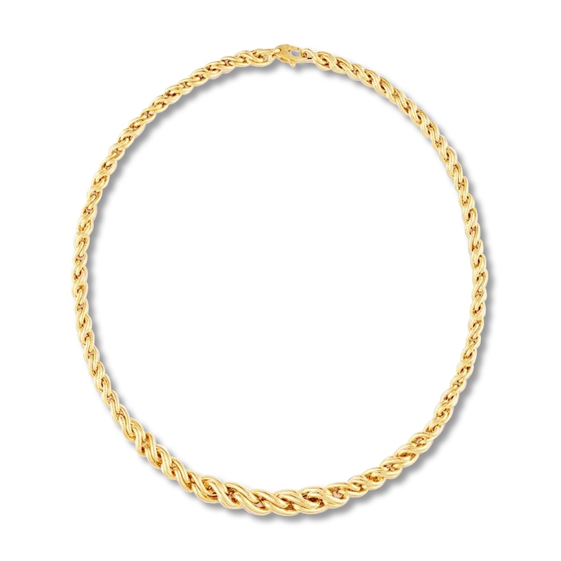 Women's Wheat Chain Necklace 14K Yellow Gold 18"