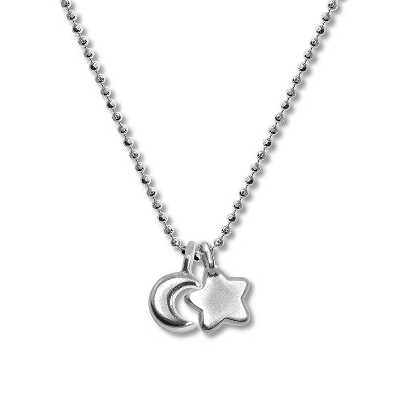 Main Image 1 of Alex Woo Necklace Mini Moon & Star Sterling Silver 16"