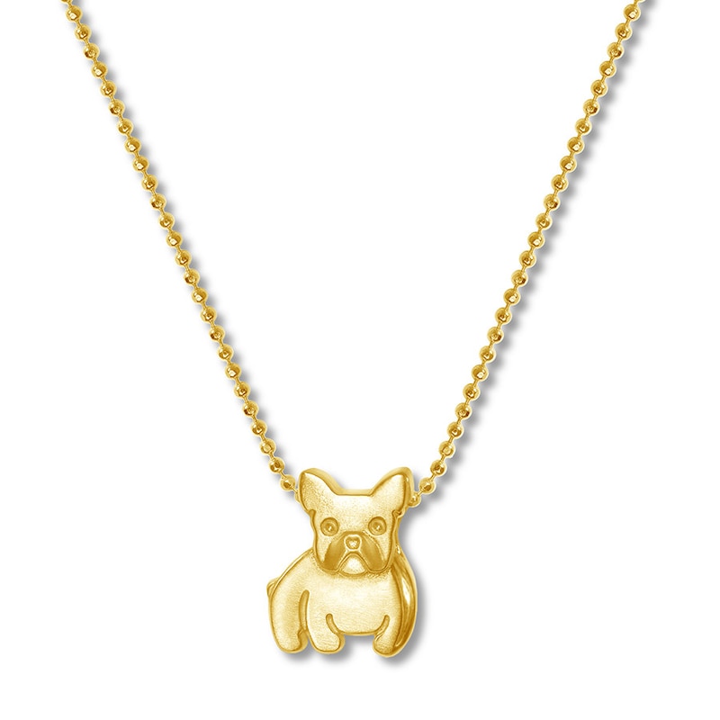Alex Woo French Bulldog Necklace 14K Yellow Gold 16"