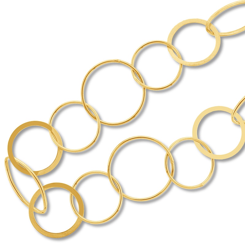 Main Image 1 of Circle Link Necklace 10K Yellow Gold 31" Adjustable