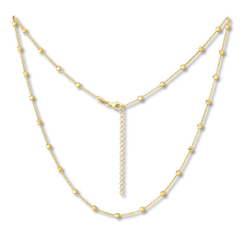 Main Image 1 of Station Cable Necklace 10K Yellow Gold Adjustable 16"-18"