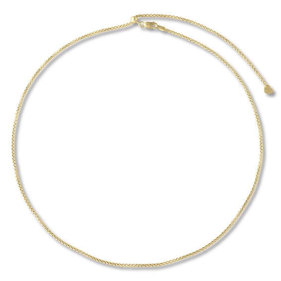 Box Chain Necklace Hollow 14K Yellow Gold 20" 2mm