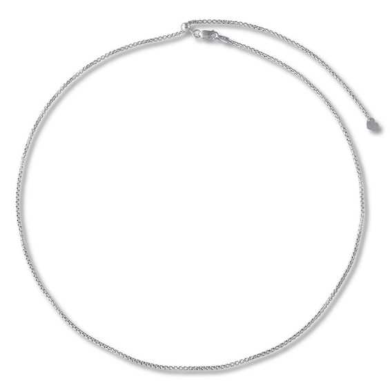 Box Chain Necklace Hollow 14K White Gold Adjustable 20" 1.5mm