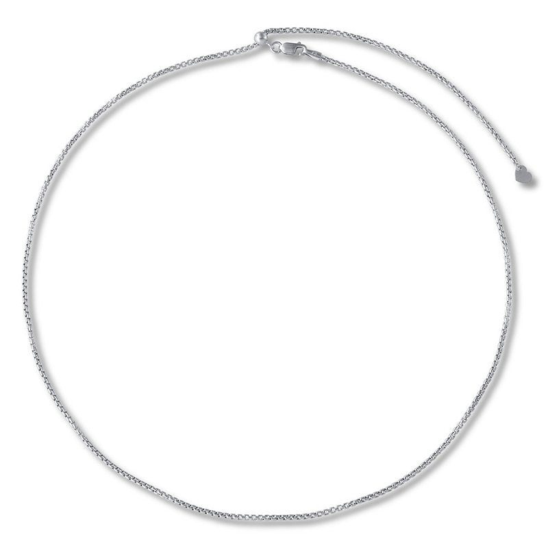 Main Image 1 of Hollow Box Chain Necklace 14K White Gold Adjustable 20" 1.5mm