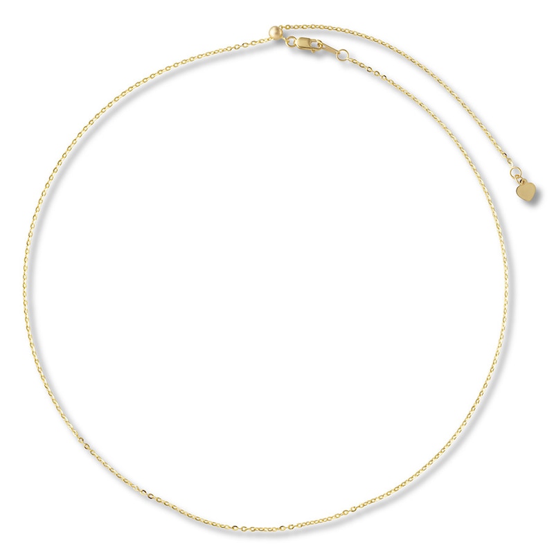Solid Mirror Cable Necklace 14K Yellow Gold Adjustable 20" 1.3mm