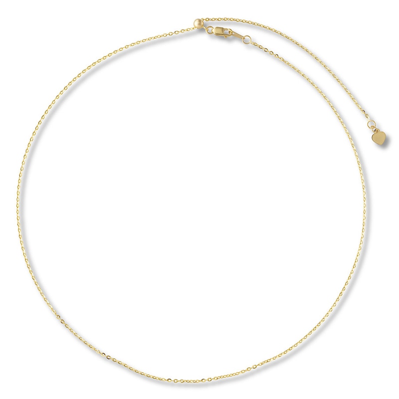 Main Image 1 of Solid Mirror Cable Necklace 14K Yellow Gold Adjustable 20" 1.3mm