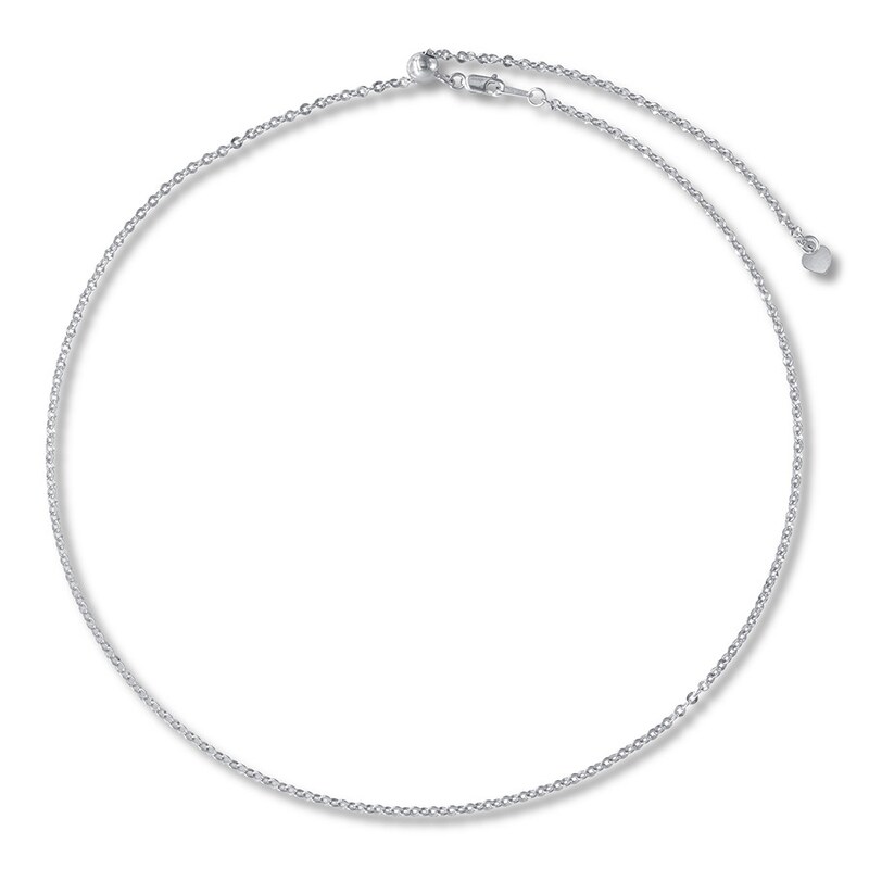 Main Image 1 of Solid Mirror Cable Necklace 14K White Gold Adjustable 20" 1.3mm