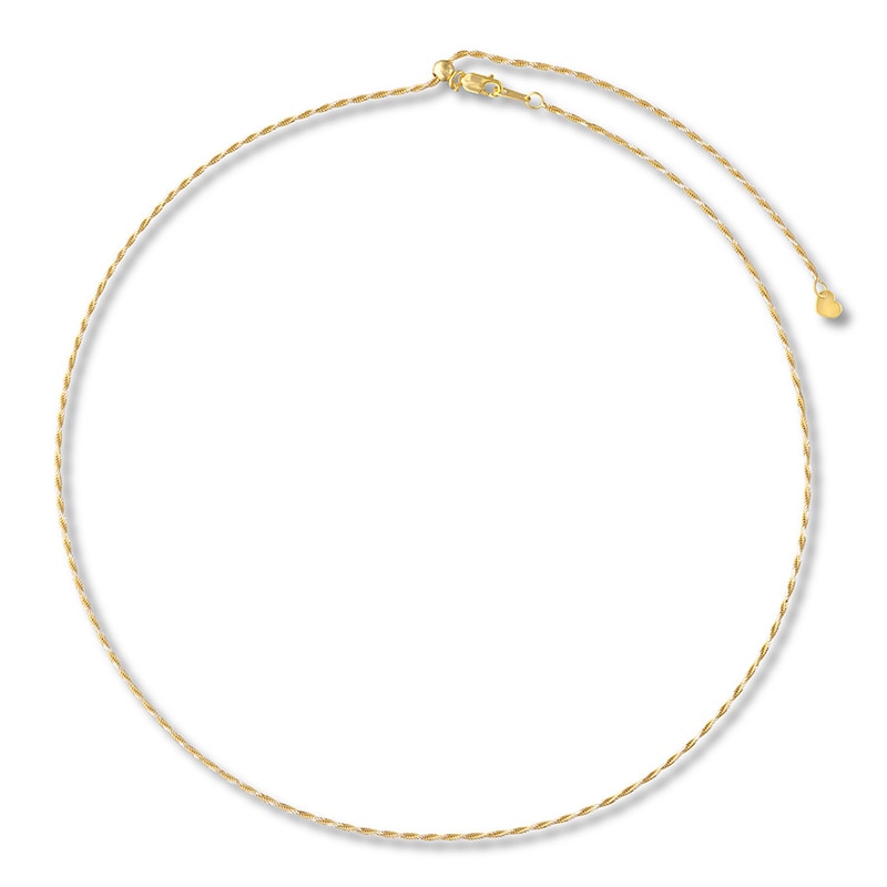 Main Image 1 of Solid Rope Chain Necklace 10K Two-Tone Gold Adjustable 20" 1.8mm