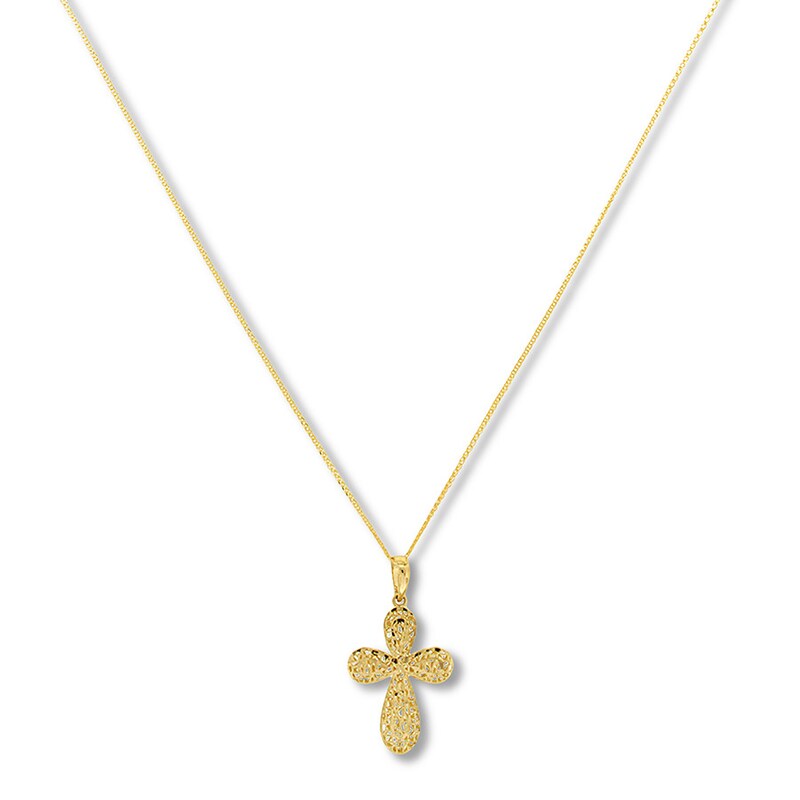 Main Image 1 of Contemporary Cross Necklace 14K Yellow Gold 18"