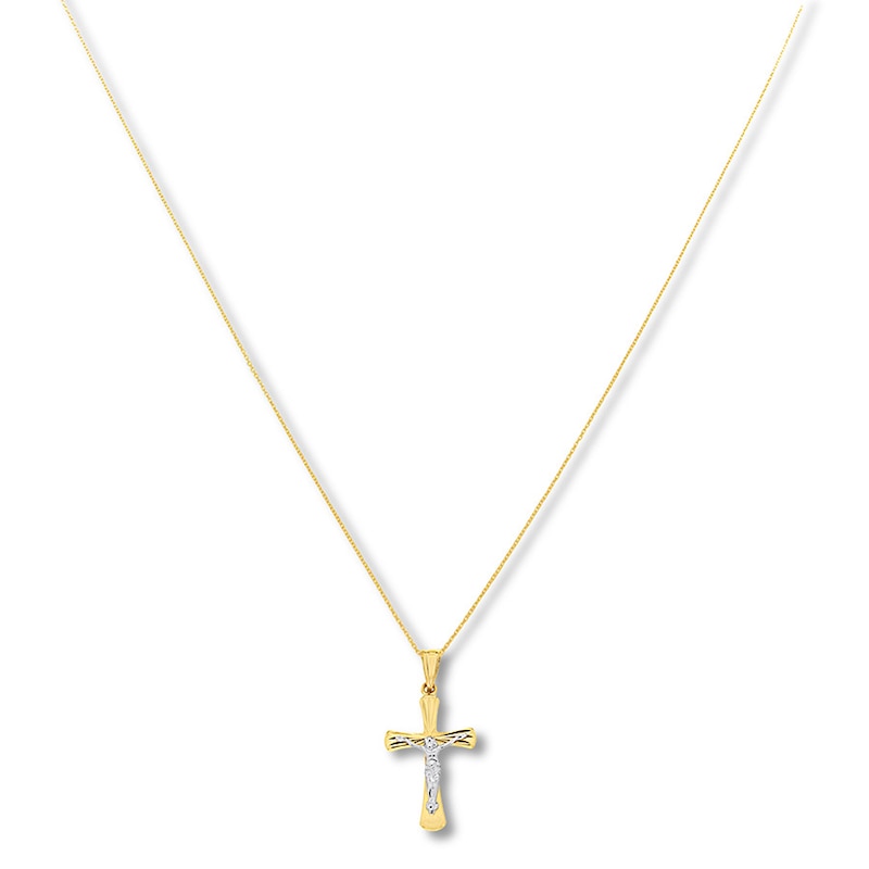 Crucifix Necklace 14K Two-Tone Gold 18"