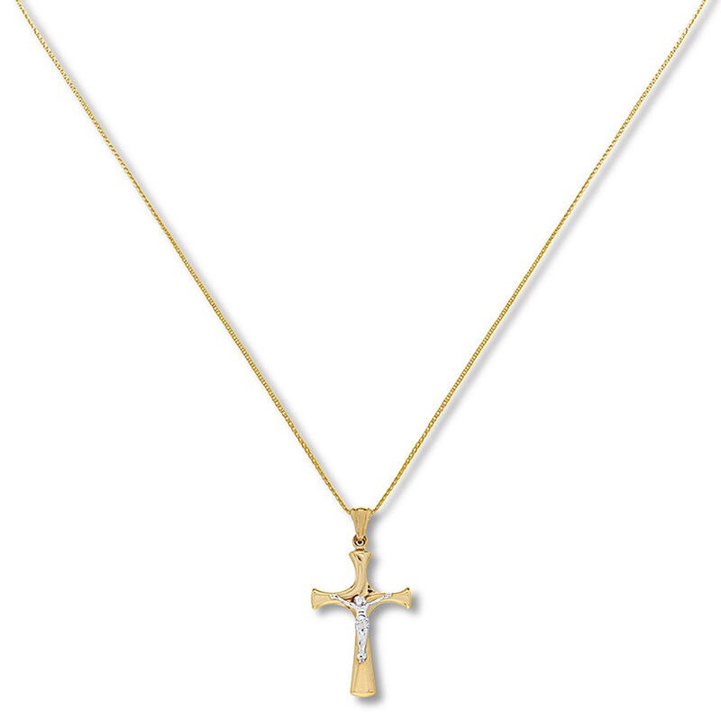 Main Image 1 of Traditional Crucifix Necklace 14K Two-Tone Gold 18"