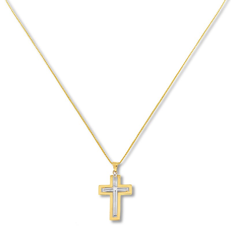 Main Image 1 of Openwork Cross Necklace 14K Two-Tone Gold 18"