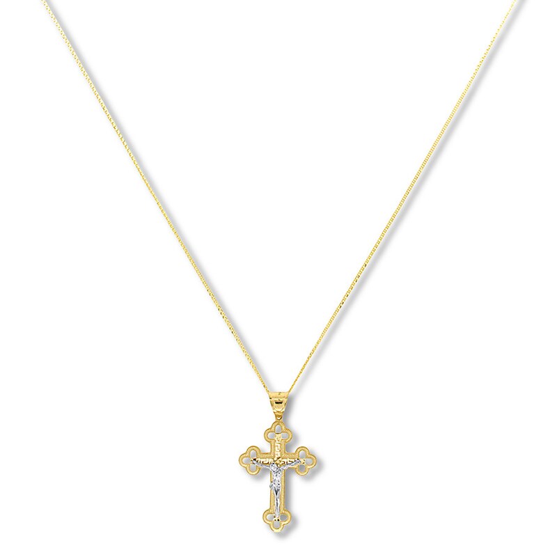 Crucifix Necklace 14K Two-Tone Gold 18"