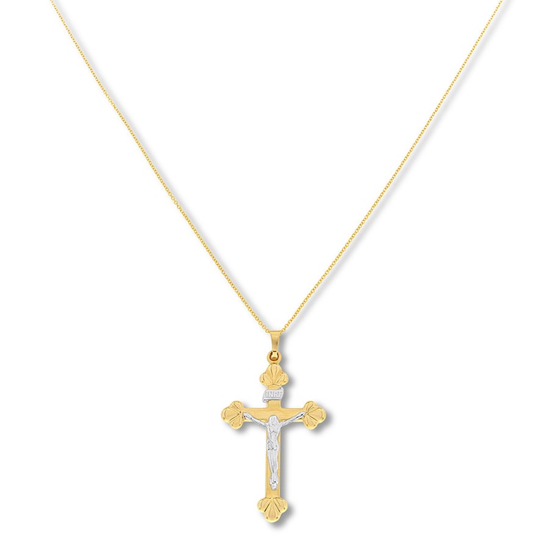 Main Image 1 of Gothic Crucifix Necklace 14K Two-Tone Gold 18"