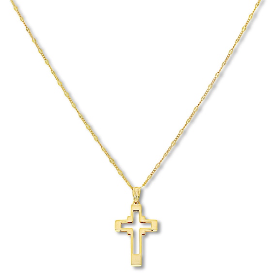 Open Cross Necklace 14K Yellow Gold 18" Jared