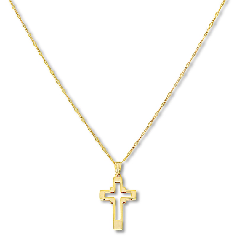 Main Image 1 of Open Cross Necklace 14K Yellow Gold 18"