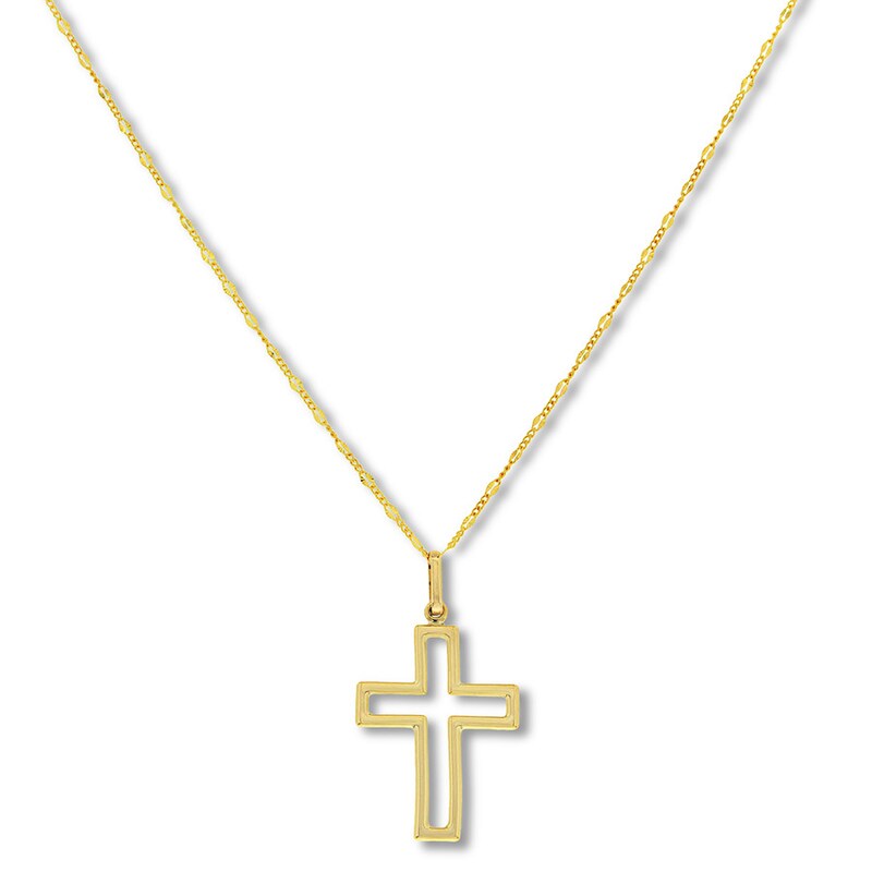 Main Image 1 of Open Cross Necklace 14K Yellow Gold 18"