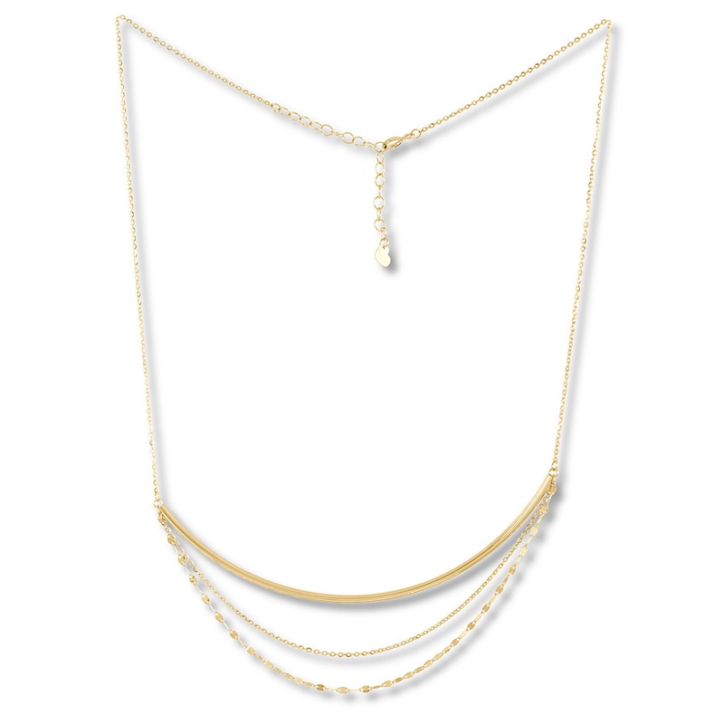Main Image 1 of Layered Gold Necklace 10K Yellow Gold 18"