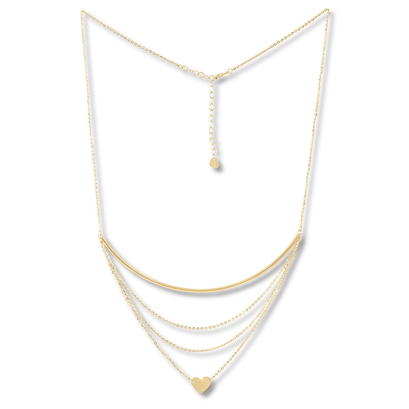 Main Image 1 of Heart Layered Necklace 10K Yellow Gold 18"