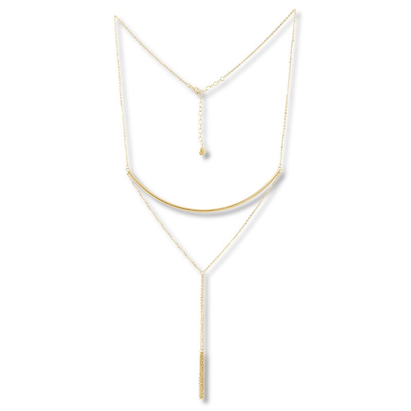 Main Image 1 of Layered Drop Necklace 10K Yellow Gold 18"