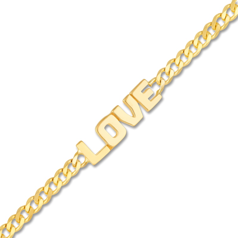 Love Curb Chain Choker Necklace 14K Yellow Gold 12"