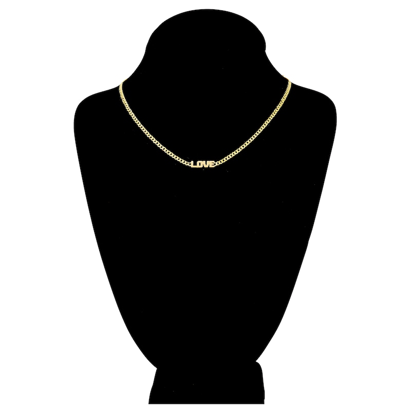 Main Image 4 of Love Curb Chain Choker Necklace 14K Yellow Gold 12"