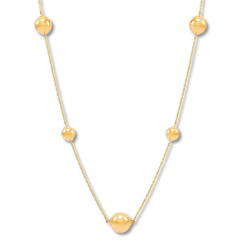 Main Image 1 of Beaded Station Necklace 14K Yellow Gold 24",Y"