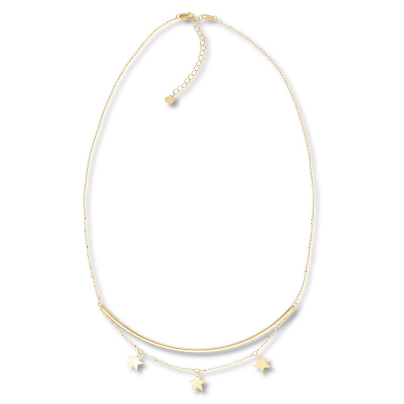 Layered Celestial Necklace 10K Yellow Gold 18 "