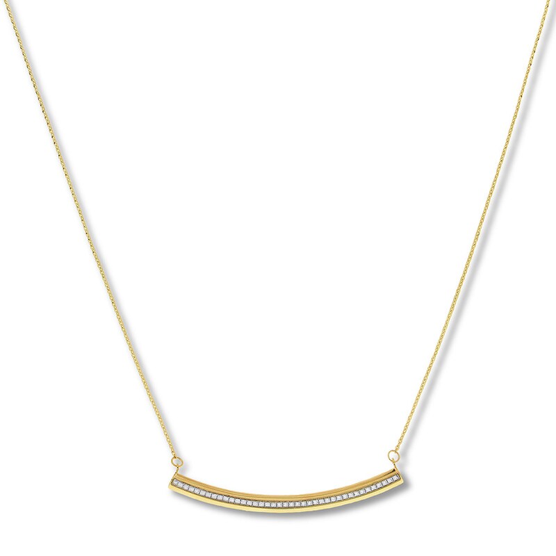 Glitter Bar Necklace 10K Yellow Gold 18"