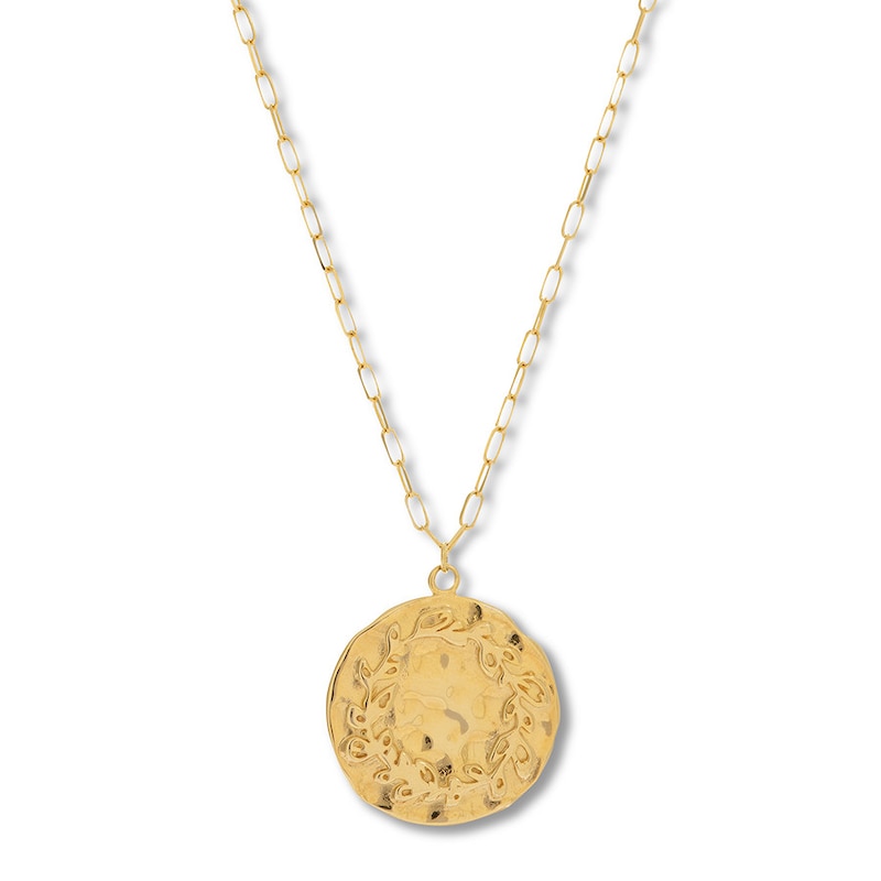 Main Image 1 of Laurel Wreath Medallion Necklace 14K Yellow Gold 22"