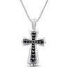 Thumbnail Image 0 of Men's Black & White Diamond Cross Necklace 7/8 ct tw Sterling Silver