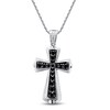 Thumbnail Image 1 of Men's Black & White Diamond Cross Necklace 7/8 ct tw Sterling Silver