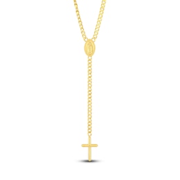 Madonna and Crucifix Choker 14K Yellow Gold 15" Adjustable